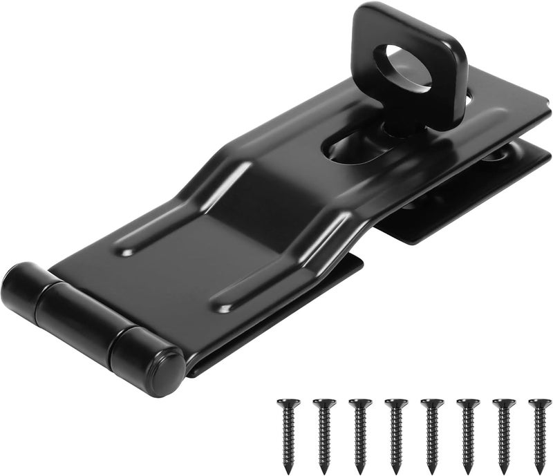 HILLMASTER Swivel Staple Safety Hasps, 4-1/2" Gate Door Hasp Latch with Twist Knob Safety Padlock Clasp Lock for Fence, Gate, Cabinet, Barn Door, Shed, Black - Image 1